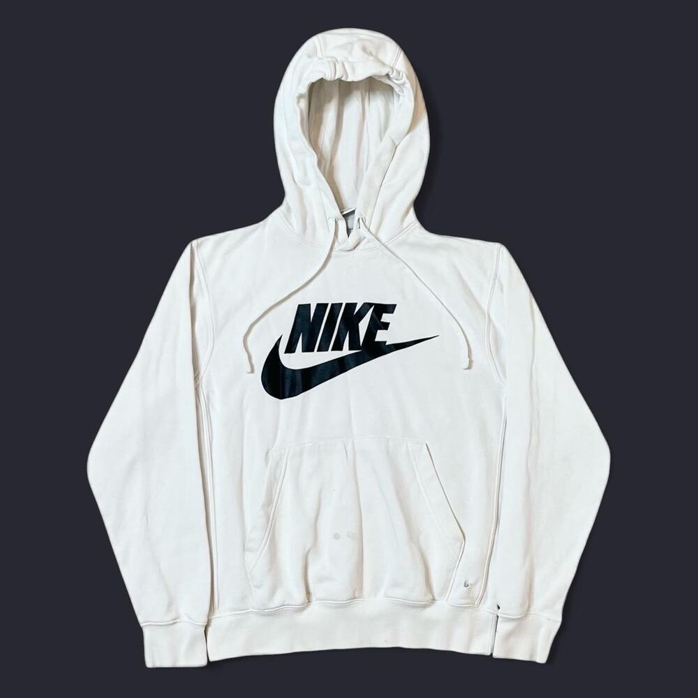 Nike White Logo Hoodie Sweatshirt XS